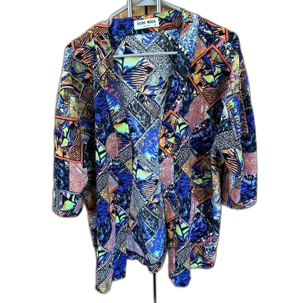 Vero Moda 3/4 Sleeve Open Front Cardigan Multicolor Women M Cardigan Colorful